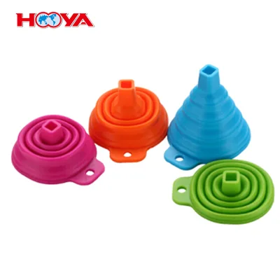 Wholesale Food Grade Square Caliber Silicone Collapsible Funnel for Liquid Transfer Kitchen Oil Funnel