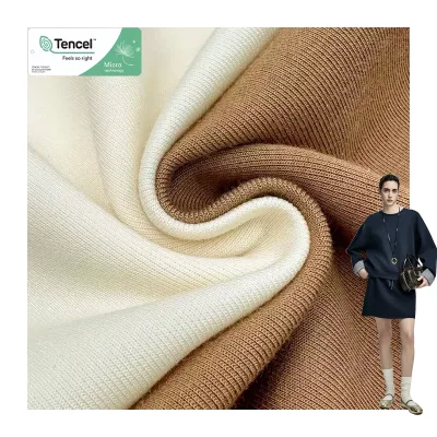 320g Modal Wool Air Layer Knit Fabric Autumn Winter Merino Warm Hoodie Set Soft Comfort Material