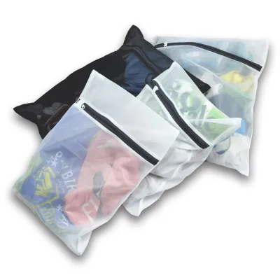 Polyester Mesh Laundry Bags Custom Logo Zipper Travel Hotel Laundry Net Wash Bags