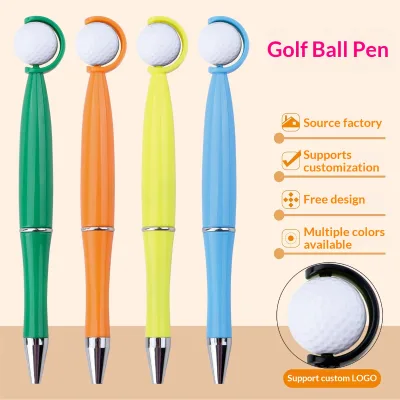 New Golf Gift Pen Golf Ball-Shaped Stress-Relief Spinning Pen Customizable Logo Printing Boxed Packaging Cross-Border