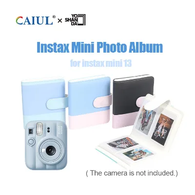 Caiul 64-Pocket Leather 3-Inch Eco-Friendly Thermal Binding Embossing Printed Photo Album for Instax Mini 13/12/11 4x6 Party