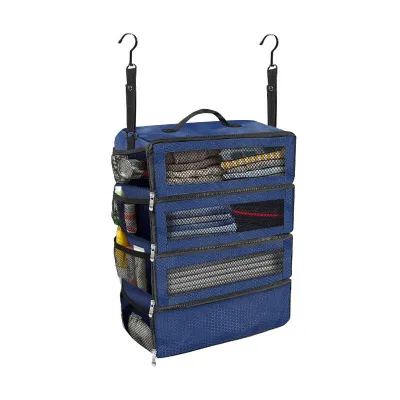 Collapsible Hanging Storage Bags Suitcase Organizer High-capacity Travel Luggage Organizer Hanging Shelve Packing Cube Closet