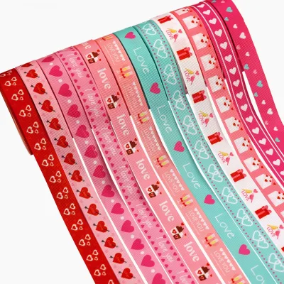 New Arrival 16mm Pink Love You Ribbon Valentine's Day Ribbon Wedding Anniversary Party Decoration Gift Bouquet Packaging Ribbon