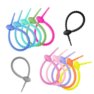 Reusable Silicone Cable Ties Zip Ties Multifunction Eco-friendly Kitchen Cord Management Organizer for Home Office Bundle Tool