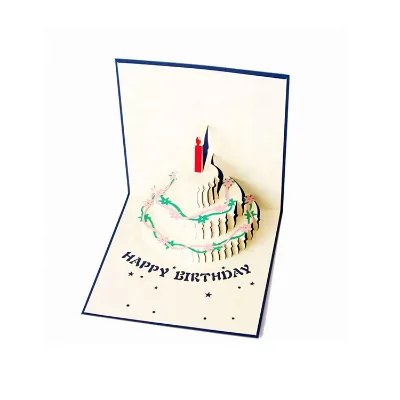 15*15cm 3D Cake Shape Birthday Invitation Cards Greeting Cards
