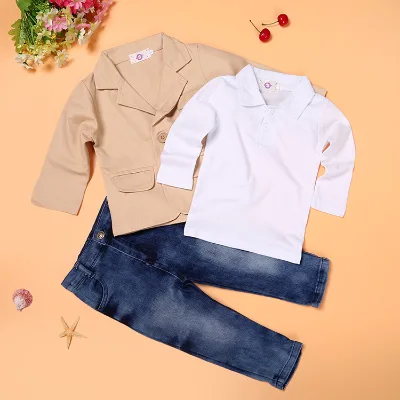 Kids Tales Fashionable Casual Three-Piece Small Suits Set Cotton Boys' Suit for Spring Fall European American Exported Kidsren's