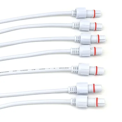 HONGPAI IP65 Waterproof 300V Copper Male Female Connector Cable 2 Pin PVC Extension Cord for LED Outdoor Lighting