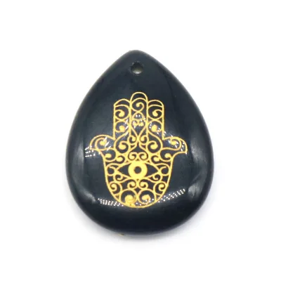 GEM Unisex Colored Crystal Quartz Crystal Stone Black Obsidian Water Drop Pendant Accessories