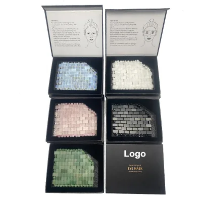 Luxury Natural Jade Facial Mask With Pink Quartz Stone Opal White Jade Crystal Eye Mask With Gift Box Xiuyan Jade Eye Mask