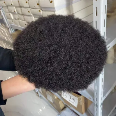 Wholesale Price Lace Base Afro Kinky Curly Remy Indian Human Hair Men's Toupee Replacement Systems Toupee