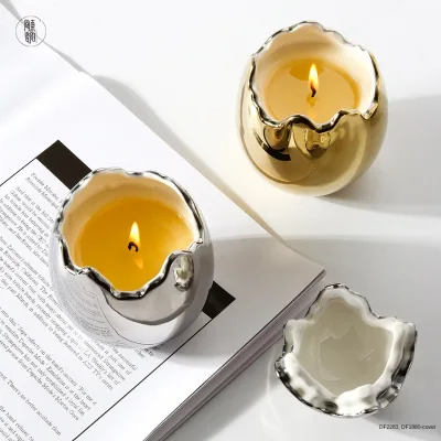 European-Style High-Value Eggshell Ceramic Candle Cup Customizable Aromatherapy Holder Personalized Decoration Gift