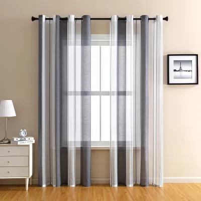 Classic Style Grey Polyester Curtain Sheers Privacy Protect Light Filtering Sheers for Living Room and Bedroom