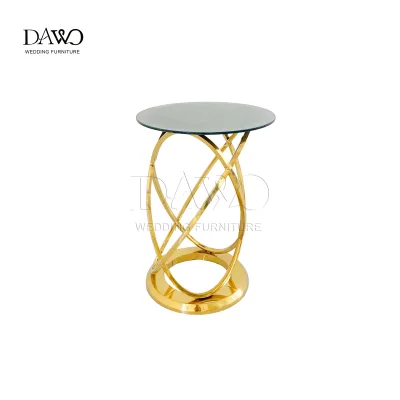 Wholesale Gold Interlocking Ring Round Table Mirror Glass Table for Living Room Hotel