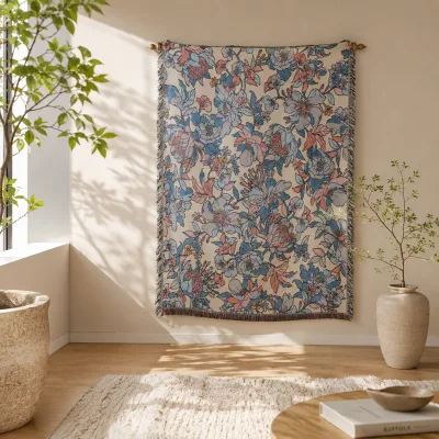 DaiRui Custom Jacquard Woven Blanket Wholesale Fringed Tapestry Throw Blankets Personalized Artwork Woven Tapestries