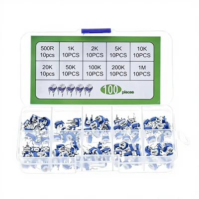 100 Pieces 10 Specifications RM065 Blue and White Adjustable Resistor Axial Lead 6MM Classification Box Set