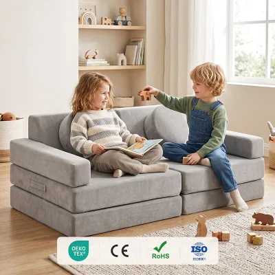 OEM Vacuum Pack 10 Pcs DIY Modular Soft Foam Kids Play Couch for Easy Cleaning in Playrooms and Daycare