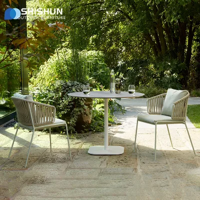 Modern Aluminum Alloy Outdoor Dining Patio Bistro Set Chair with Waterproof Fabric for Garden Courtyard Terrace