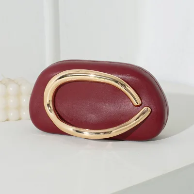Trendy New Clutch Bag Metal Handle Design Balls Evening Bag Texture Box Chain Bag Elegant Woman Shoulder Bags PU Crossbody Bag