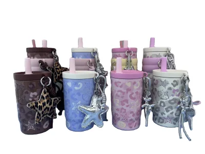 New Arrival Ceramic Lined Stainless Steel Tumbler With Straw Lid Anti Slip Silicone Bottom Double Size Travel Coffee Cup