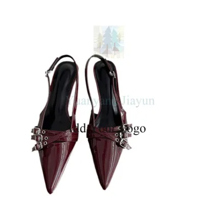 Style Designing Buckled Low High Heels for Lady