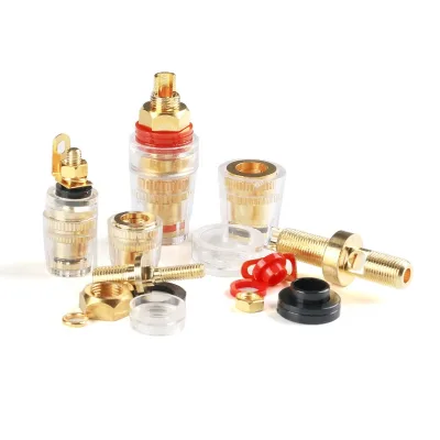Gold Plated Copper Banana Connector 4mm 8mm Thread Medium Amplifier Speaker Spade Terminal Binding Post Banana Plug Socket M4 M8
