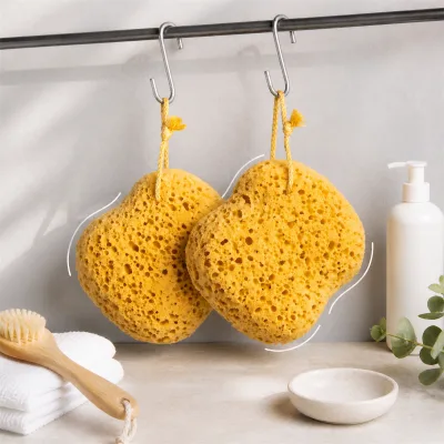 CF Wholesale Soft Exfoliation Large Size Hanging Rope Rich Lather Reusable Hotel Spa OEM PU Shower Bath Sponge for Bathroom