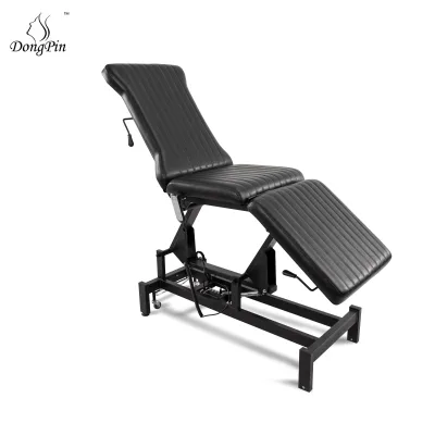 Electric Ergonomic Lift Tattoo Chair Table Piercing Mobile Black Leather Padded Artist Workstation Salon Furniture
