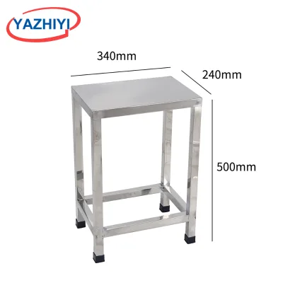 YAZHIYI Hospital Stainless Steel Square Stool Medical Examination Stool Waterproof Anti-Rust Clinic Dental Lab Stool