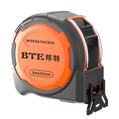 BTE 32MM Blade Width Industrial Measuring Tape Retractable Smooth Magnetic Hook Plastic Shell 10m Length Drop-Resistant High