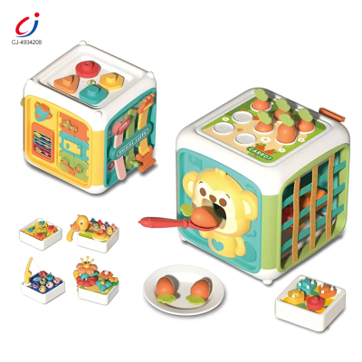 Chengji Montessori Toddler Game Box Preschool Educational Baby Cartoon Baby Early Education Montessori Toy 6in1 Multifunctional