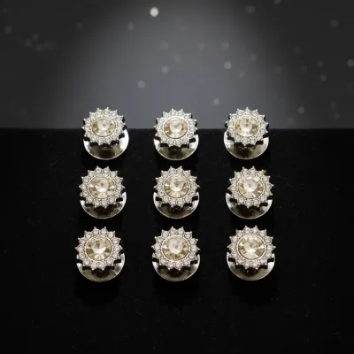 Customizable Acrylic Plated Washable Round Flatback Snap Buttons with Rectangle Pattern for Classic Fashion Shirt Cuff