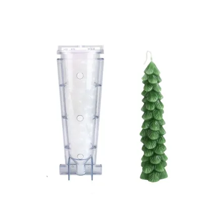 HY Christmas Halloween Candle Mold Long Pumpkin Pine Christmas Tree Mold with Plastic Cover Candle Making Tool