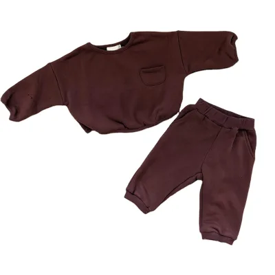 Customize Fleece Cotton Tracksuit Baby Boy Crew Neck Sweatpants Sets Pullover Kids Girls Top Toddler Boys Sweatshirts
