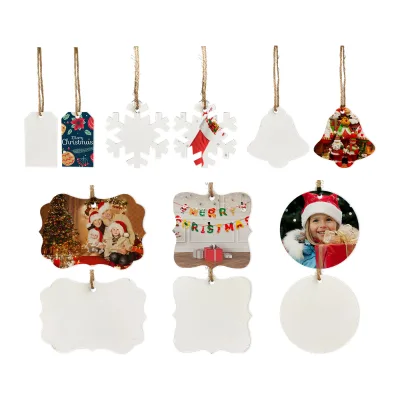 Us Warehouse Xmas Gift Round Sublimation Blank Pendants Heart Rectangle Christmas Sublimation Blank Pendant for Heat Press Print