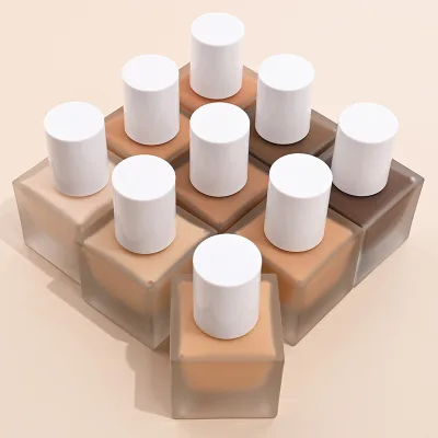 Wholesale Bulk Luxury Matte Finish Face Powder Foundation Matte Cream Dewy Vegan Light Coverage Foundation Makeup logo