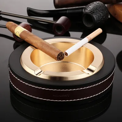 Wholesale Cigar Ashtray Metal Creative Fashion Personality Boutique Leather Ashtray Gift Advertising Customization