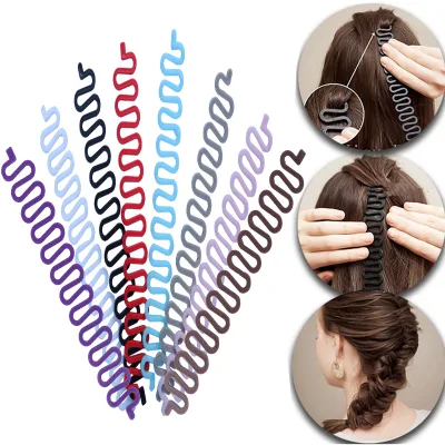 3 Pcs Hair Braiding Tool Roller With Hook Magic Hair Twist Styling Bun Maker DIY Hair Style Accessories Multicolour