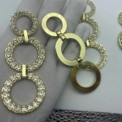 Gold Metal Color With Crystal Rhinestone and Glass Swimwear Buckle Chain