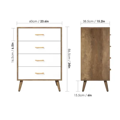 Residential Non Residential Use Fully Extendable Tipover Restraint Chest Drawers with 4 Large Drawers for Home Office
