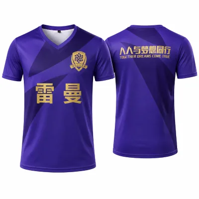 Custom Made 100% Polyester V-Neck T-Shirts for Adults Football Fan Edition with Digital Printing Offered with OEM Service