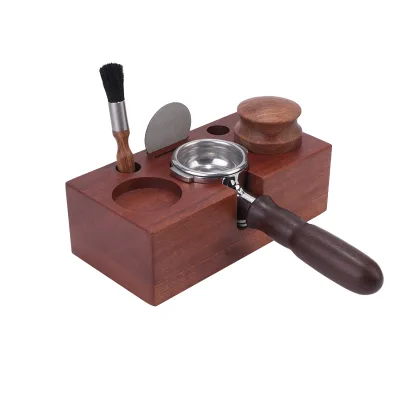 Eco-Friendly Wooden Coffee Bar Organizer Modern Design Tamping Station for Espresso Coffee Maker Stocked
