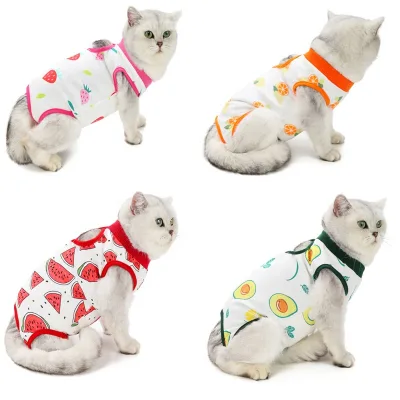 Pet Recovery Clothes Cute Design Fruit Watermelon,cat Recovery Suit Wholesale Anti-licking Cat Apparel Sterilization Clothes