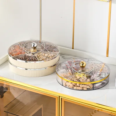 Transparent Dried Fruit Storage Box Nordic Style Plastic Snack Divided Tray for Living Room Coffee Table Nut Organizer