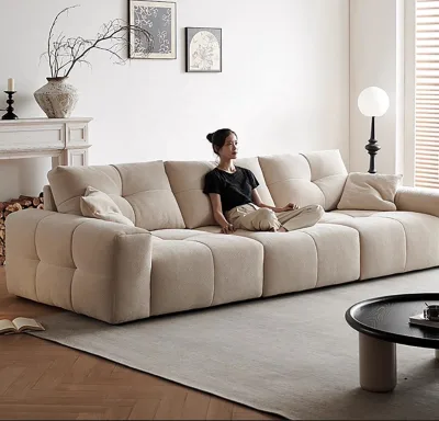 Modern Luxury Chenille Pixel Living Room Sofa Set Modular I-Shaped 3/4 Seater Deep Seat Comfortable Sponge Apartment Hotel Use
