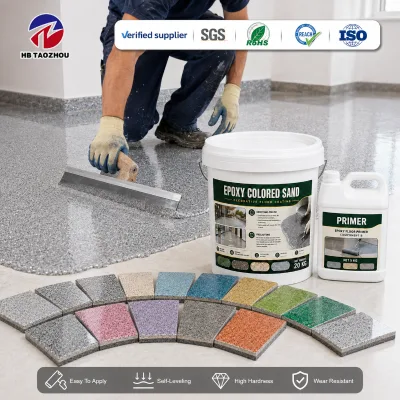 TZ Self Leveling Epoxy Resin Liquid Floor Coating Colored Sand Water Based Fast Cure Seamless Decorative Glossy Swimming Pool