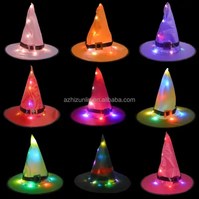 Zhizunlin Halloween Easter Graduation Outdoor Masquerade Wizard Led Decoration Event Party Wear Cosplay Light Glowing Witch Hat