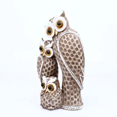 Resin Family Owl Figurines Decorative Ornament for Home Living Room and Office Unique Gift Idea