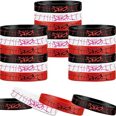 Hot Sale Halloween Silicone Wristband Spider Web Pattern Rubber Bracelet for Party Decorations