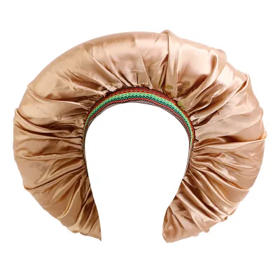 High Quality Elastic Night Sleep Hats Women Curly Hair Care Newest Solid Color Extra Large Satin Round Hair Bonnet for Braids