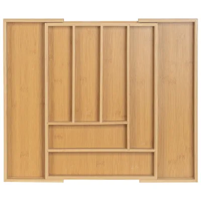 Luxury Bamboo Kitchen Drawer Organizer and Expandable Utensil Organizer, Silverware Holder and Cutlery Tray for Kitchen